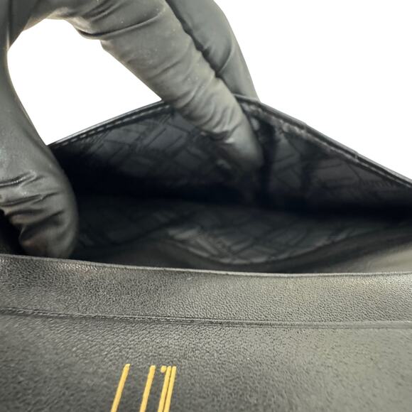 Dunhill Black Leather Long Bifold Wallet Gold Corner Accents – Vintage Luxury - Picture 6 of 7